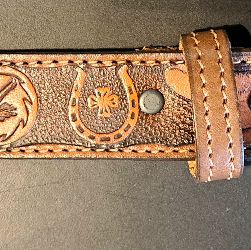 All leather Embossed belt NWOT